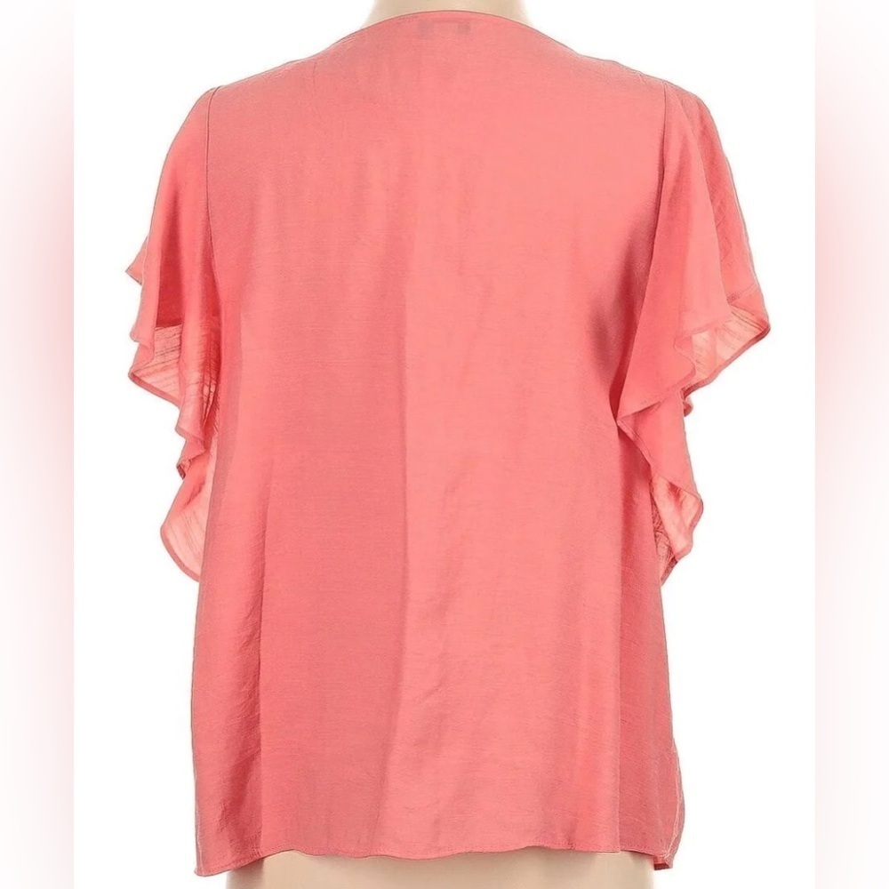 Nine West Women Pink/orange Short Sleeve Blouse L - Picture 4 of 7
